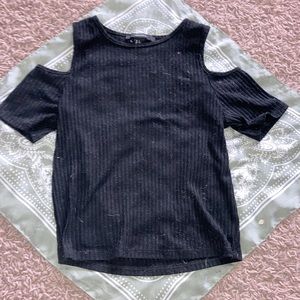Black Shoulderless CropTop
